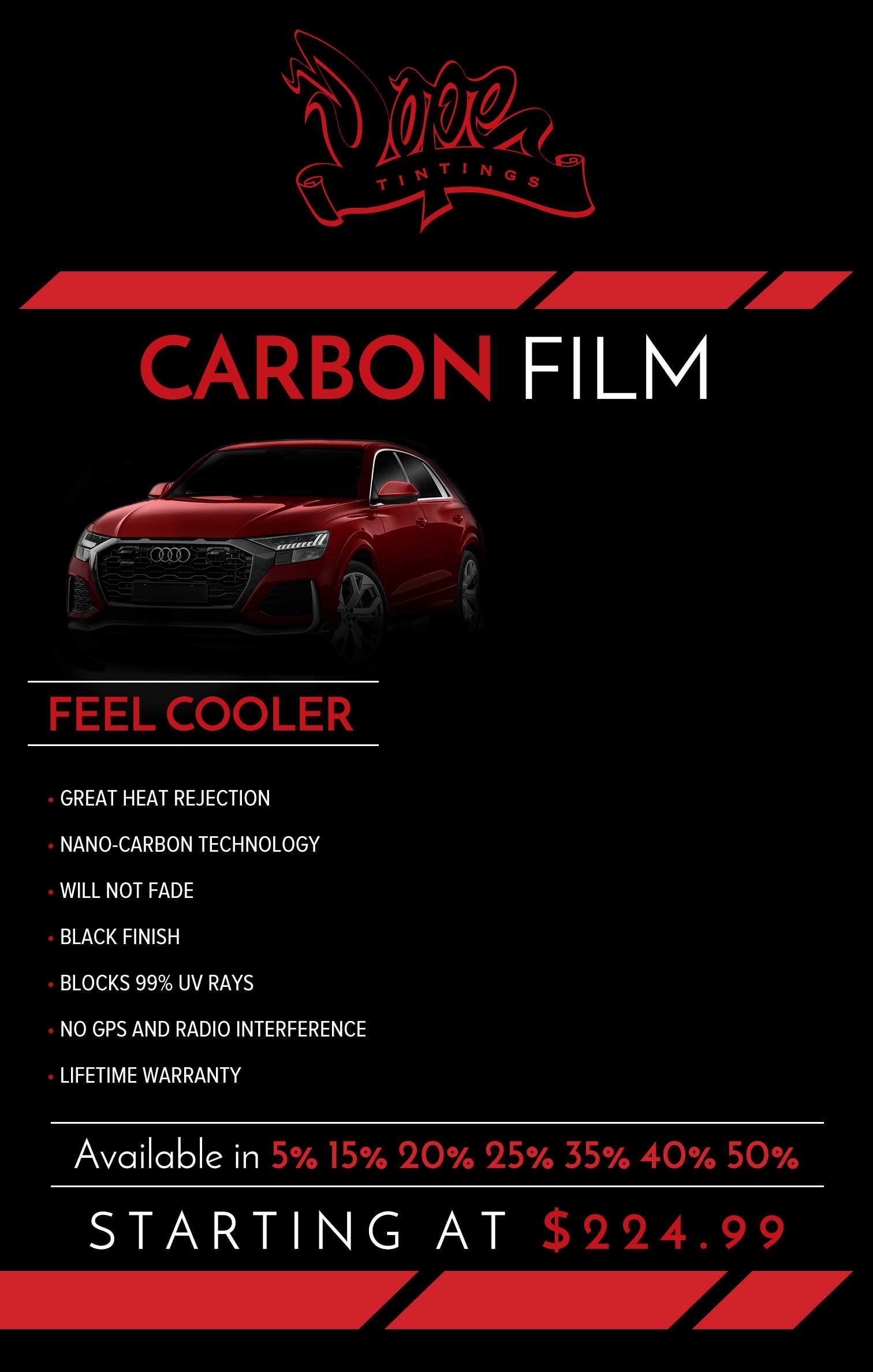 Carbon Film Prices at Dope Window Tinting in Pennsauken, NJ.