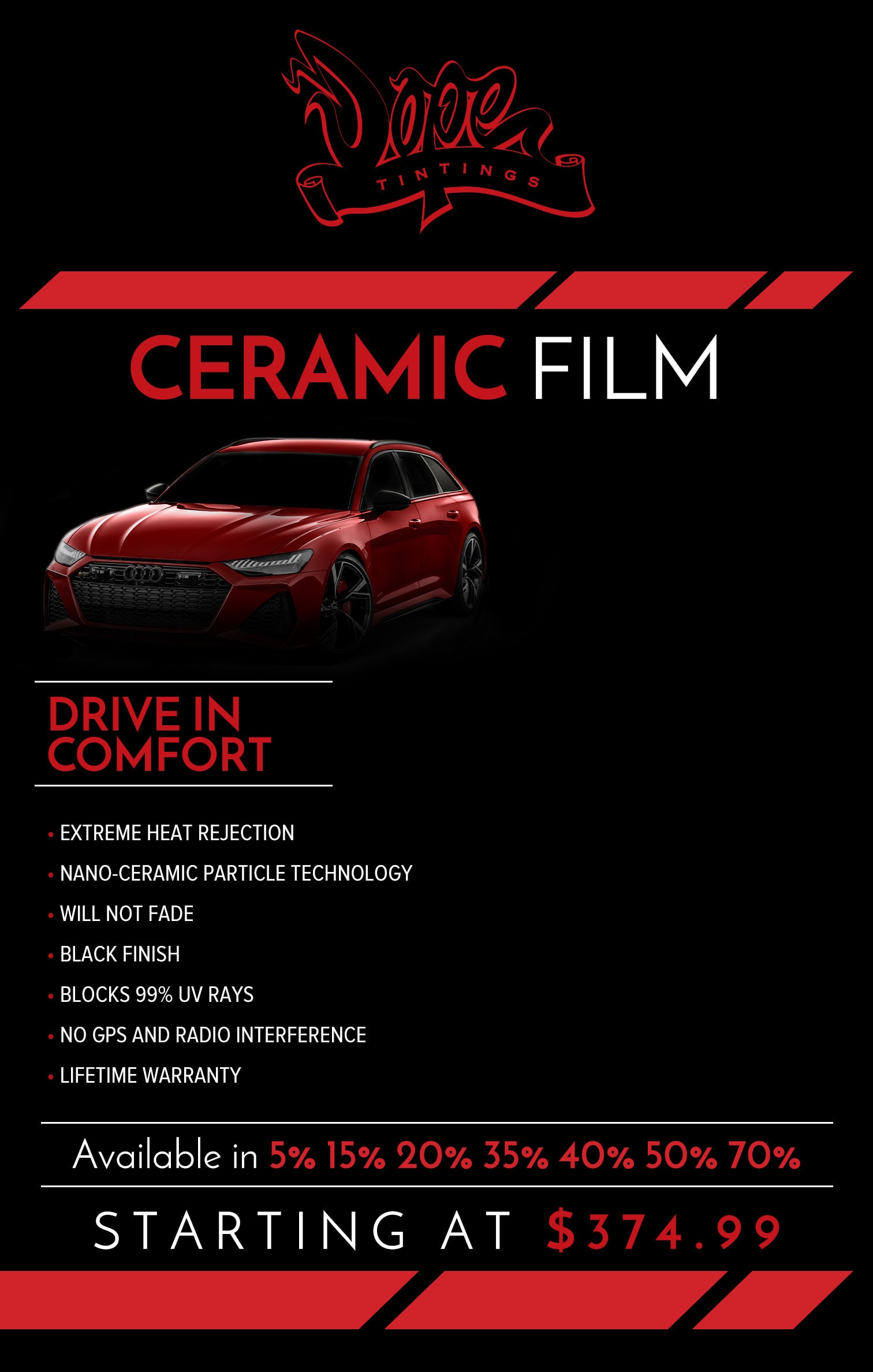 Ceramic Tint Prices at Dope Window Tinting in Pennsauken, NJ.
