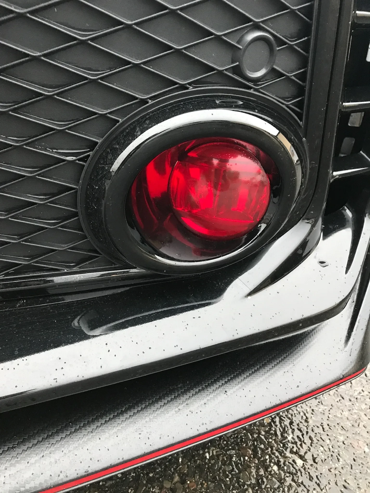 Honda Civic red foglight tint close-up at Dope Tintings NJ