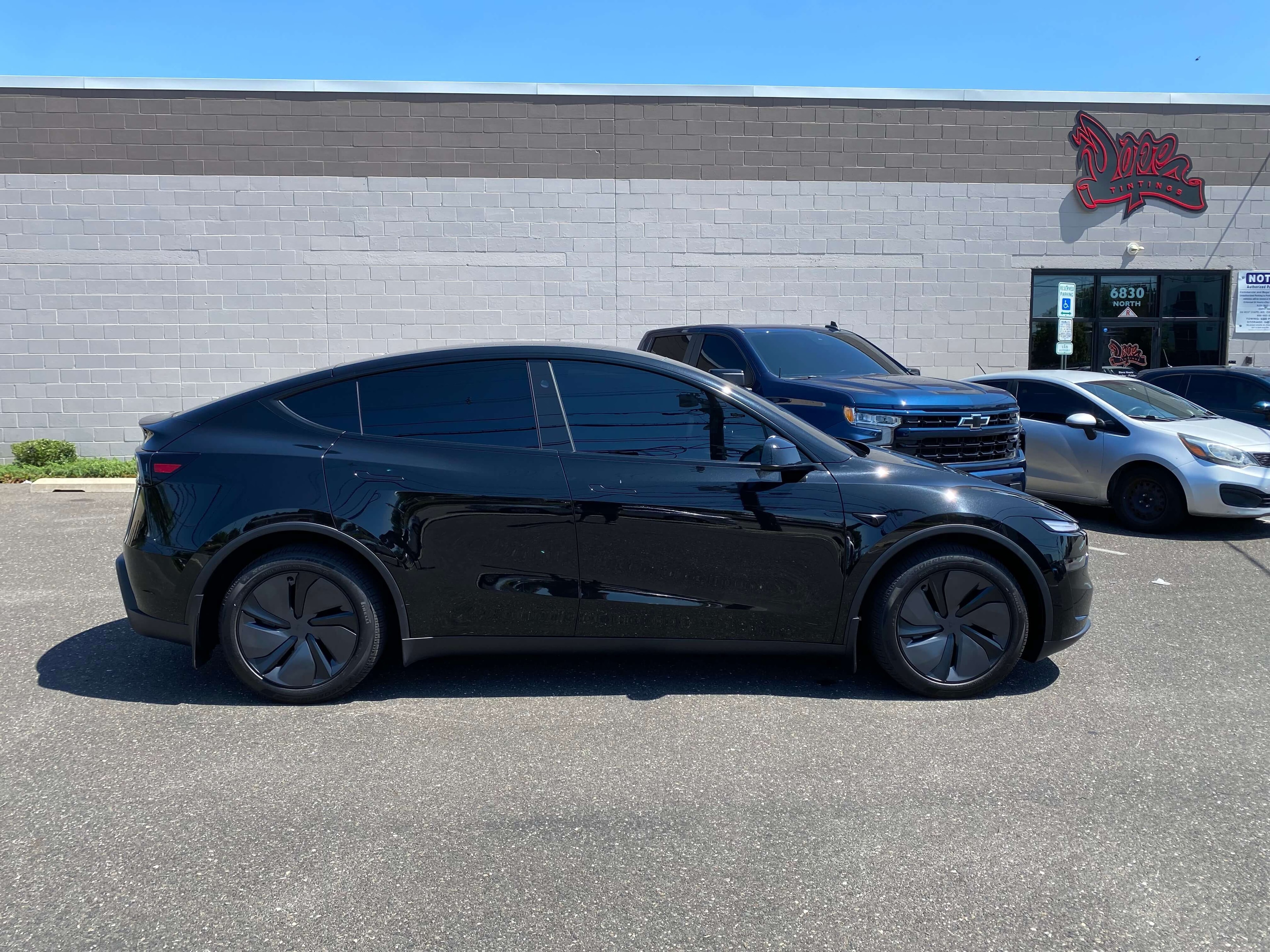 Tesla Model Y with completed window tinting at Dope Tintings